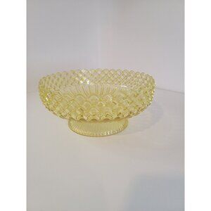 Vtg Regalite Yellow Pedestal Bowl Fruit Dish Lattice 9 ” Footed Hard Plastic